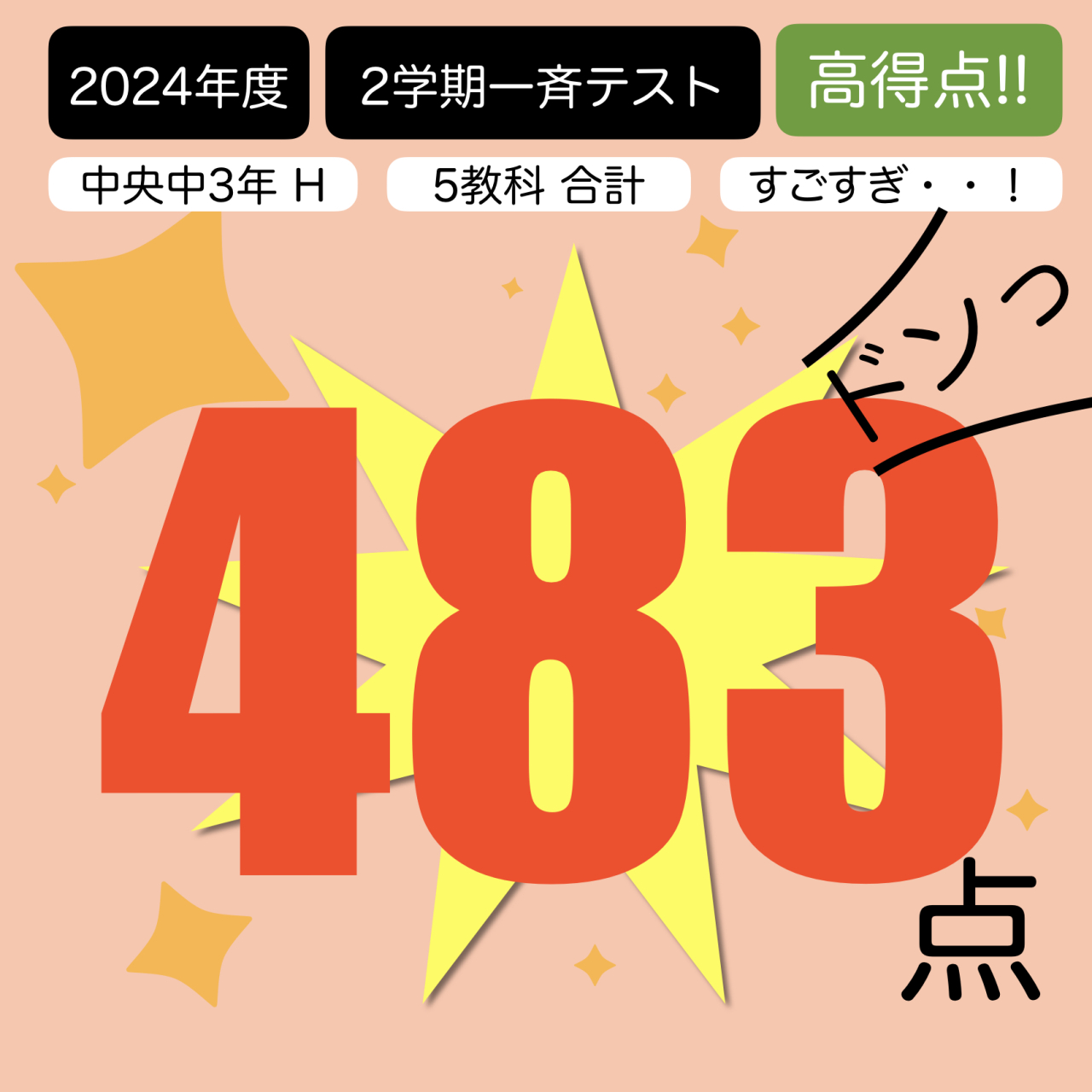 2024年11月 中央中 2学期一斉テスト【すごいぞ高得点!!】